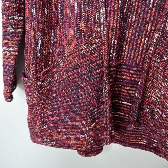 J Jill Cardigan Sweater Maroon Open Long Size S Stripe - Picture 4 of 9